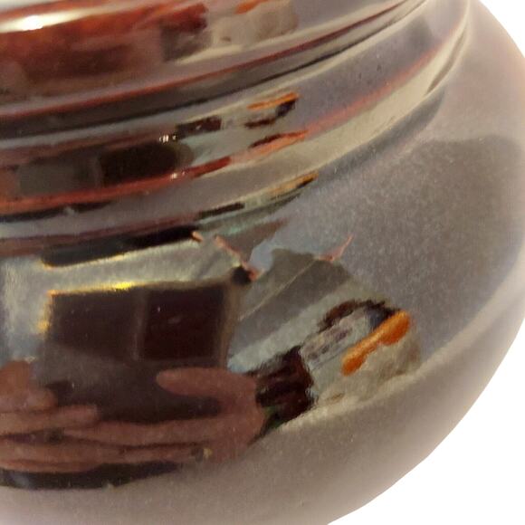 Bean Pot Brown Stoneware Ceramic Glazed 2 Handle Ovenproof w/Lid Antique Prim - Picture 11 of 16